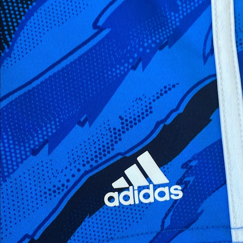 Kids Adidas Blue and Orange Athletic Shorts Set - Picture 7 of 10